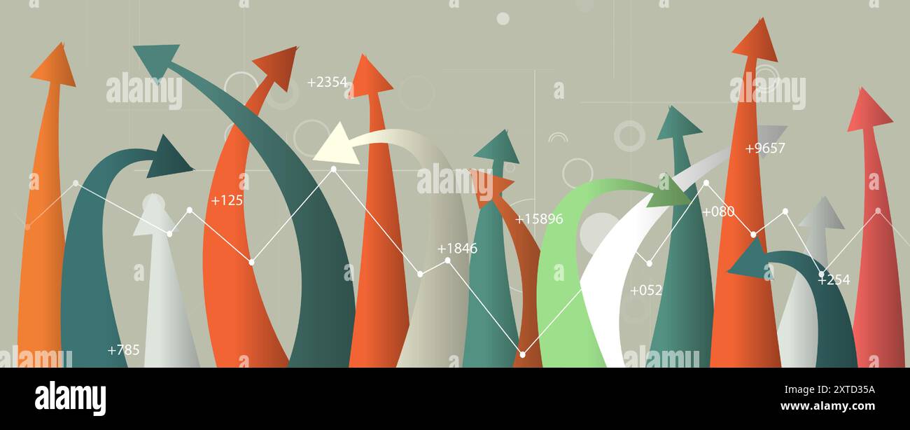 Tecnologia finanziaria e analisi aziendale di base. Illustrazione scientifica dei big data virtuali. Arte vettoriale. Illustrazione Vettoriale