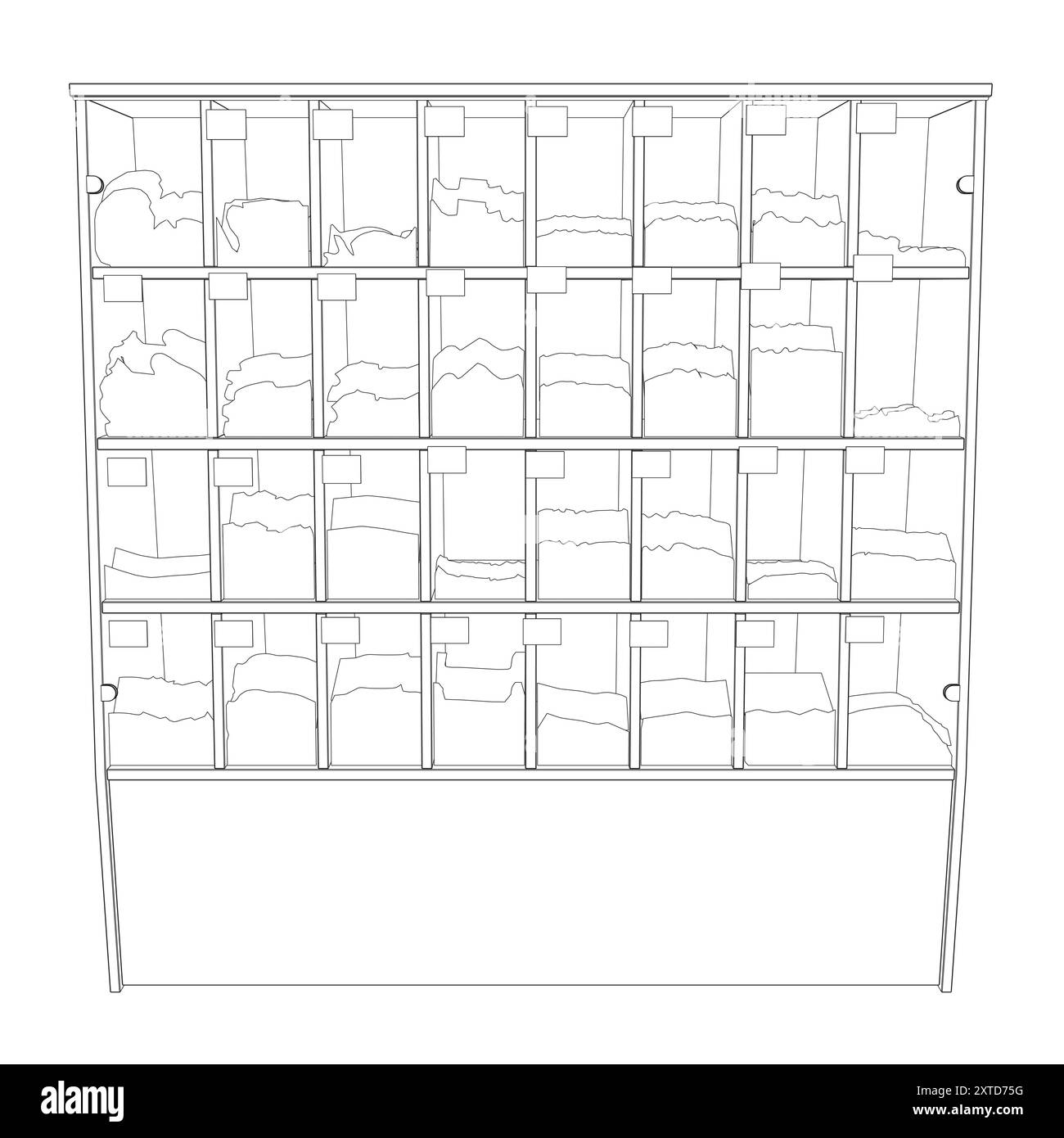 Scaffali dei supermercati con prodotti caseari. Sfondo dell'illustrazione vettoriale. Illustrazione Vettoriale