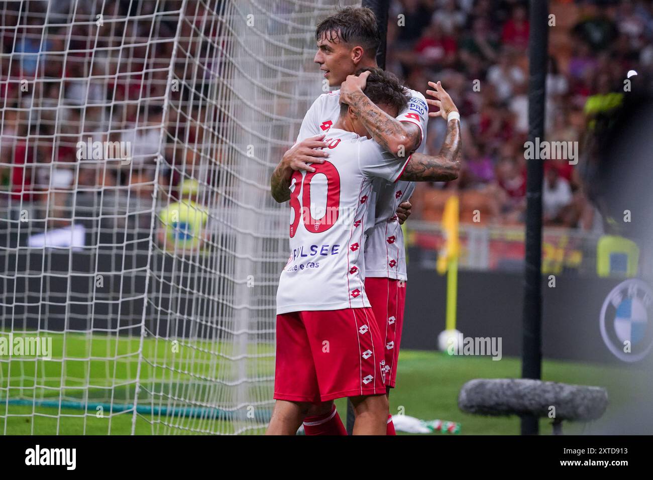 Milano, Italia. 13 agosto 2024. Daniel Maldini, durante il Milan contro il Monza, il Trofeo Silvio Berlusconi, allo Stadio Giuseppe Meazza. Crediti: Alessio Morgese/Alessio Morgese/Emage/Alamy live news Foto Stock