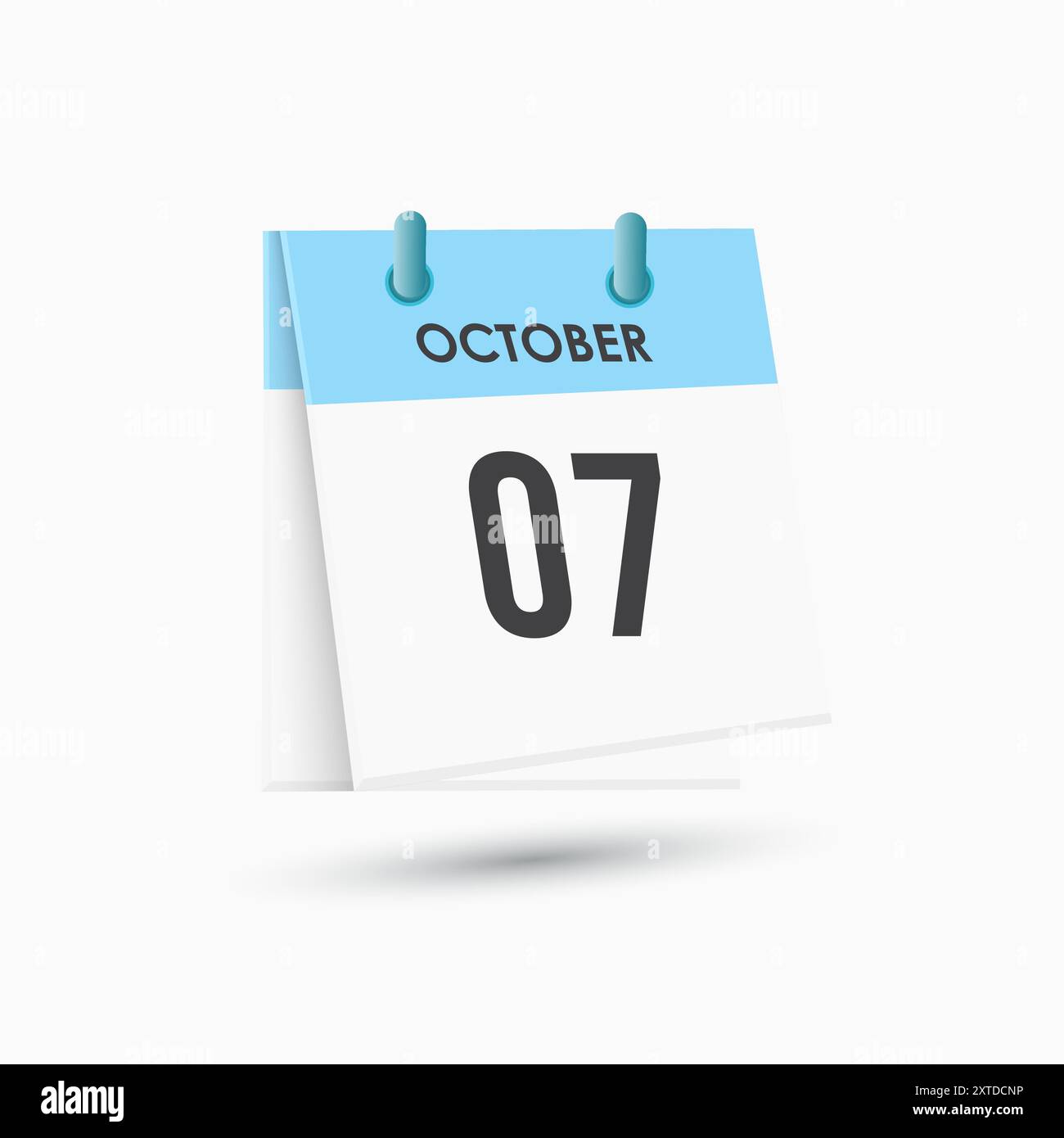 7 ottobre - calendario e calendario. Promemoria icona Calendario giornaliero. Illustrazione vettoriale. Illustrazione Vettoriale