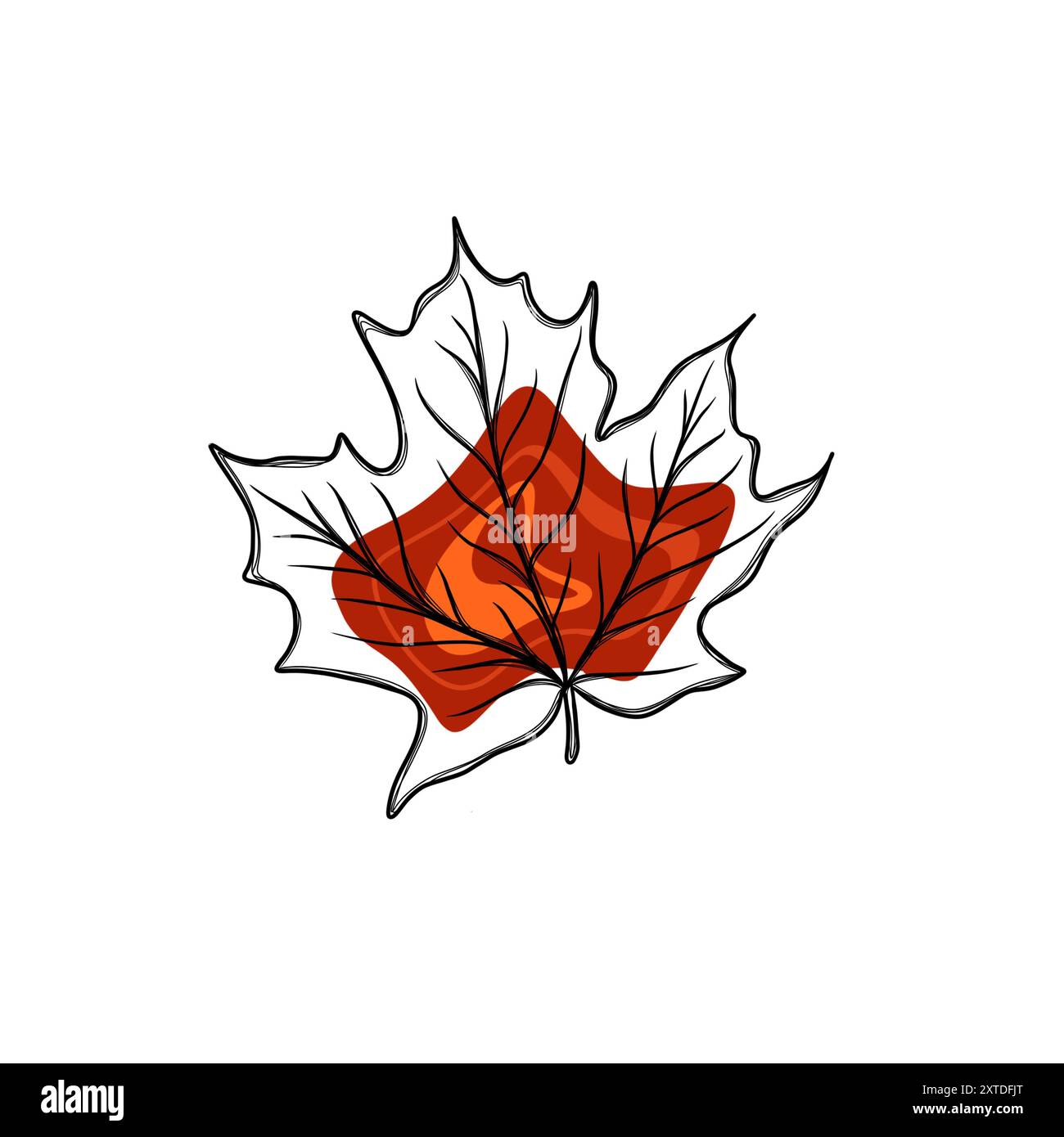 schizzo a mano libera della foglia autunnale, modello per adesivo Foto Stock
