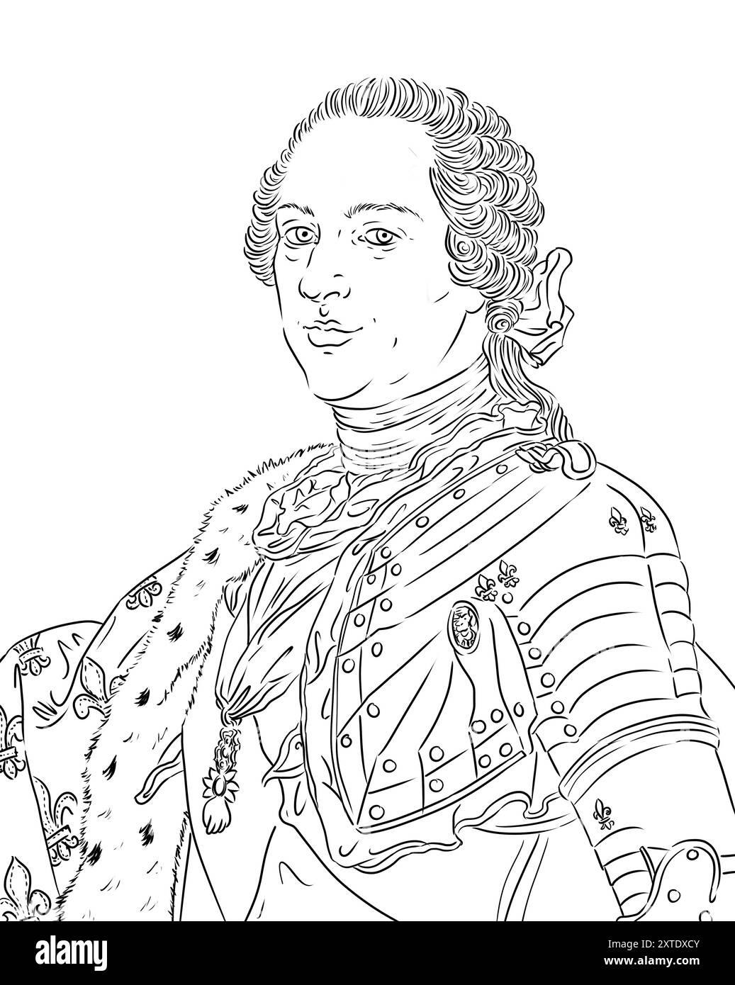 Ritratto di Luigi 15, famoso monarca francese Foto Stock