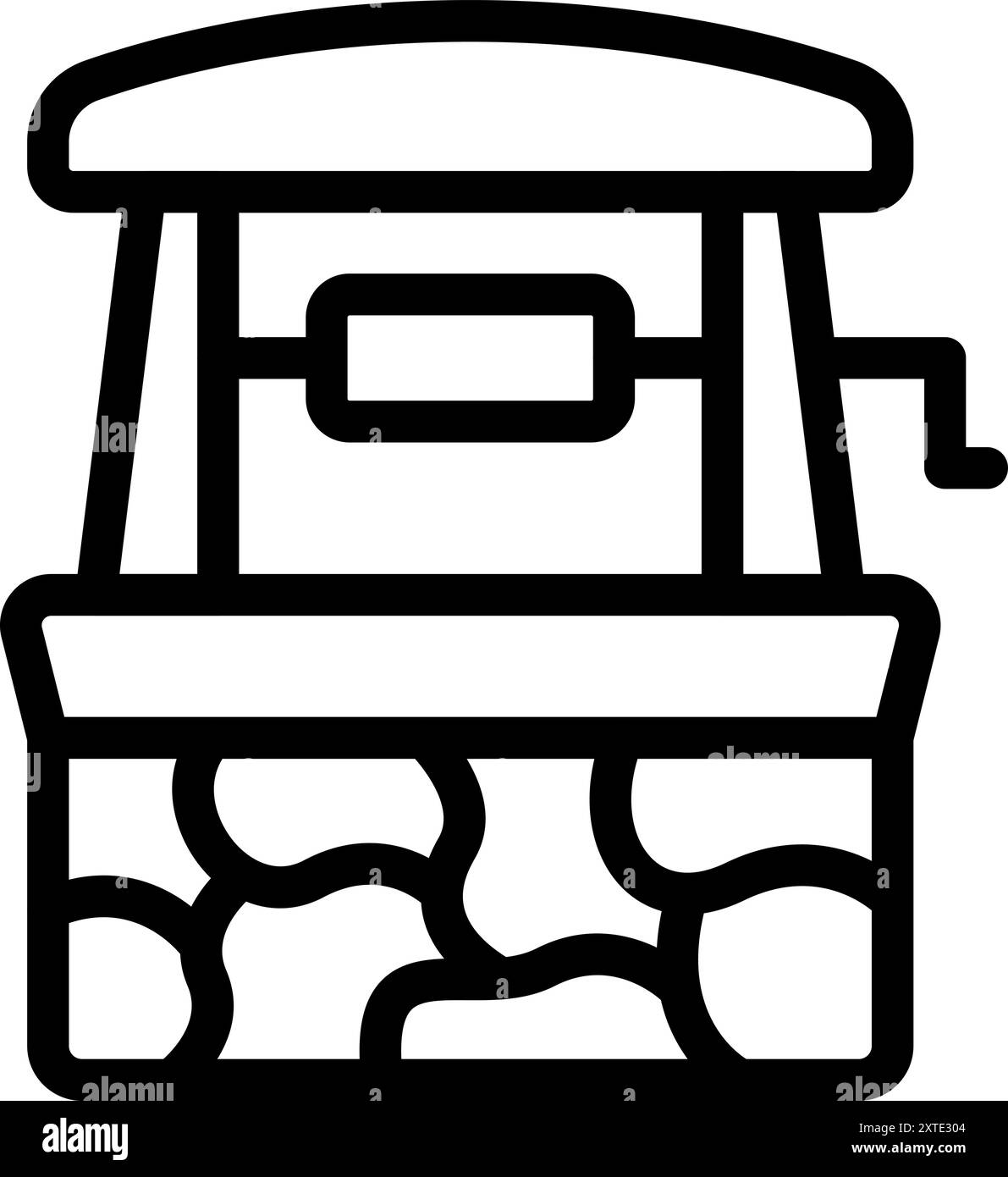 Questa icona di un pozzo d'acqua in pietra è perfetta per progetti legati alla storia, alla natura o alla conservazione dell'acqua Illustrazione Vettoriale