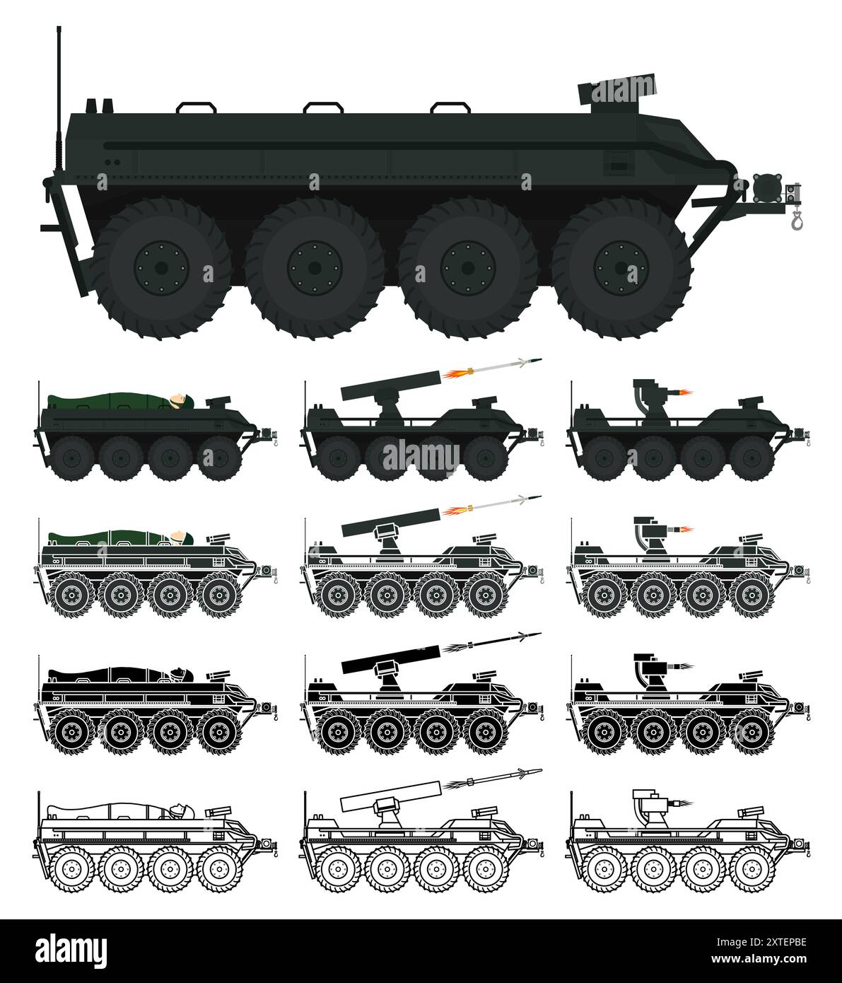Illustrazione vettoriale multifunzione UGV del veicolo a terra senza equipaggio Illustrazione Vettoriale