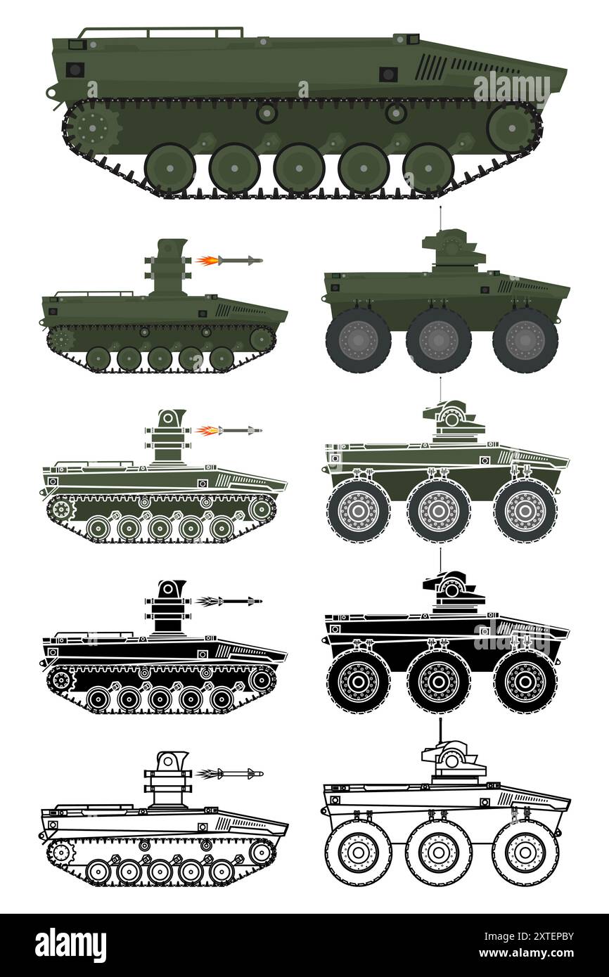 Illustrazione del vettore tattico UGV del veicolo di terra senza equipaggio Illustrazione Vettoriale