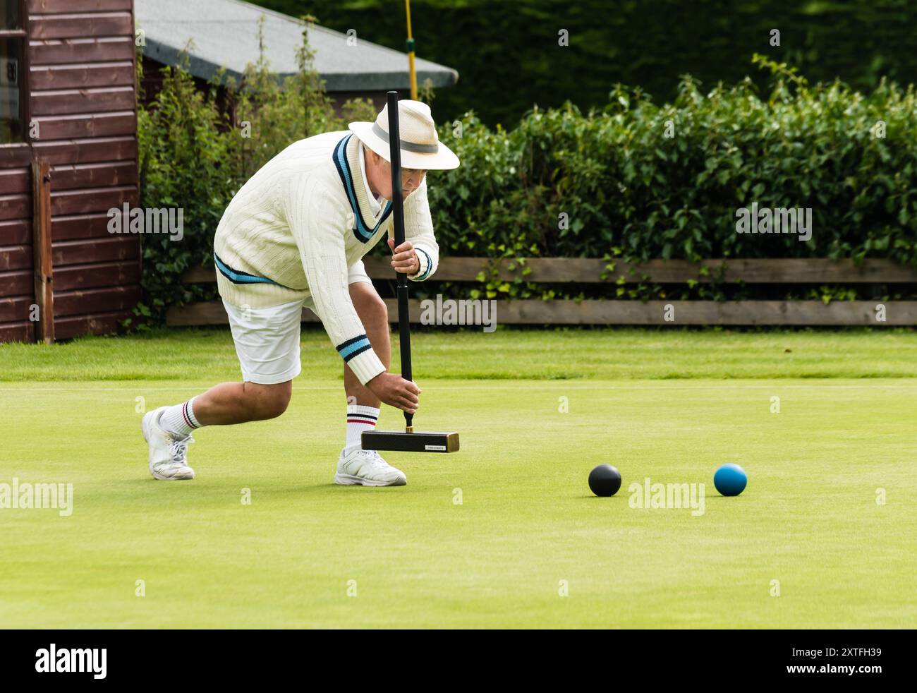 Torneo estivo Association Croquet presso il Budleigh Club. Foto Stock