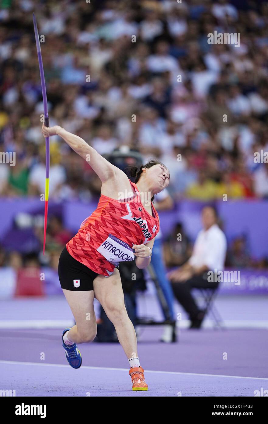 Saint-Denis, Francia. 10 agosto 2024. Haruka Kitaguchi (JPN) Atletica : Giavellotto femminile lancio finale 1° tentativo durante i Giochi Olimpici di Parigi 2024 allo Stade de France di Saint-Denis, Francia . Crediti: AFLO SPORT/Alamy Live News Foto Stock