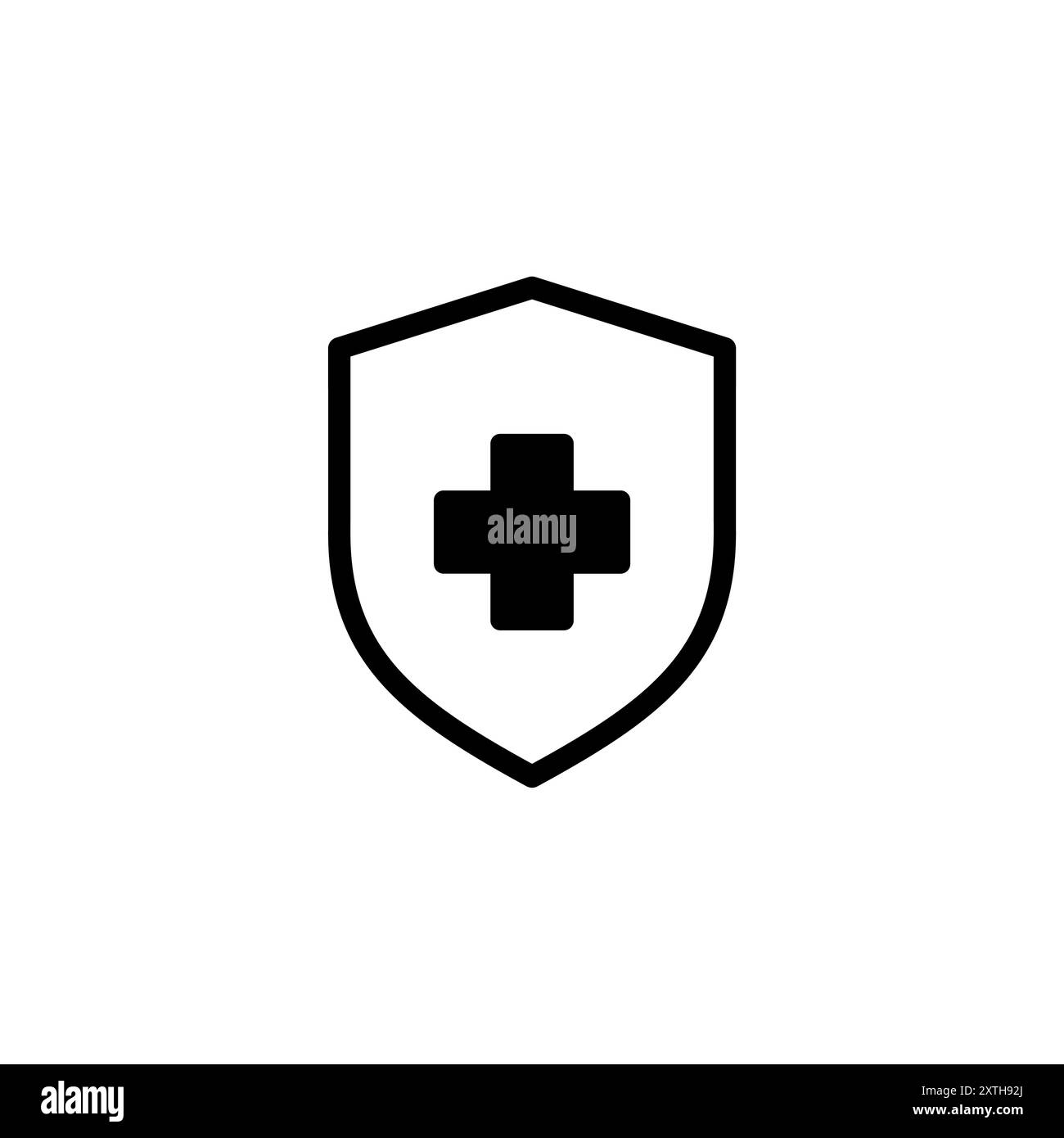 Logo icona assicurazione sanitaria design. Firma e simbolo del documento sanitario di assicurazione Illustrazione Vettoriale