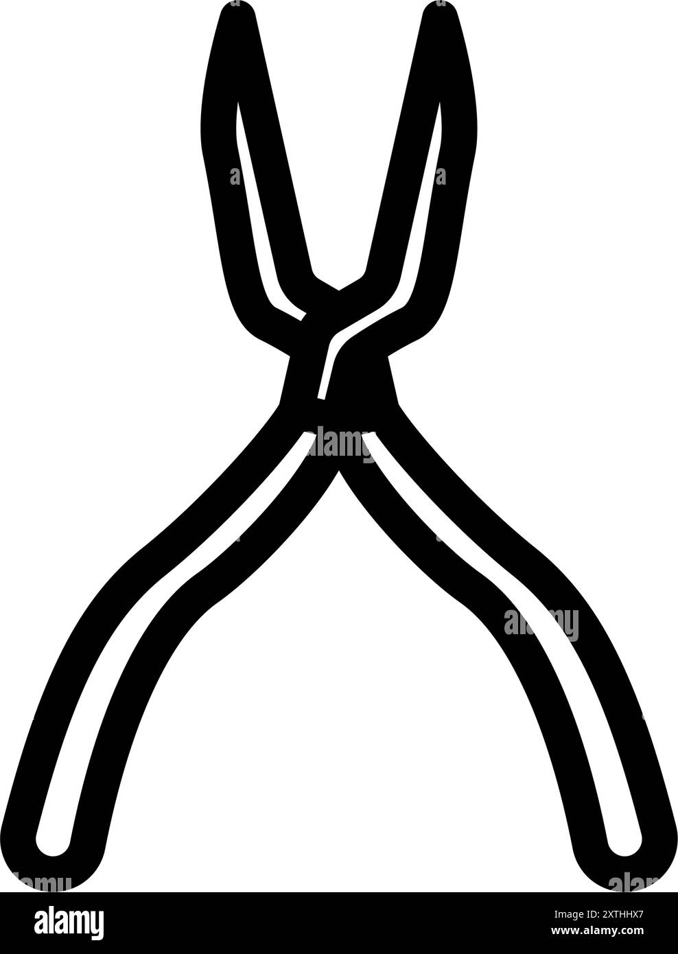 Icona dello strumento con semplice disegno lineare in bianco e nero, pinze radio, illustrazione vettoriale Illustrazione Vettoriale