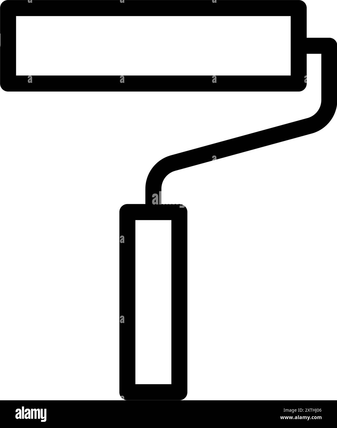 Icona dello strumento con semplice disegno lineare in bianco e nero, rullo di disegno, illustrazione vettoriale Illustrazione Vettoriale