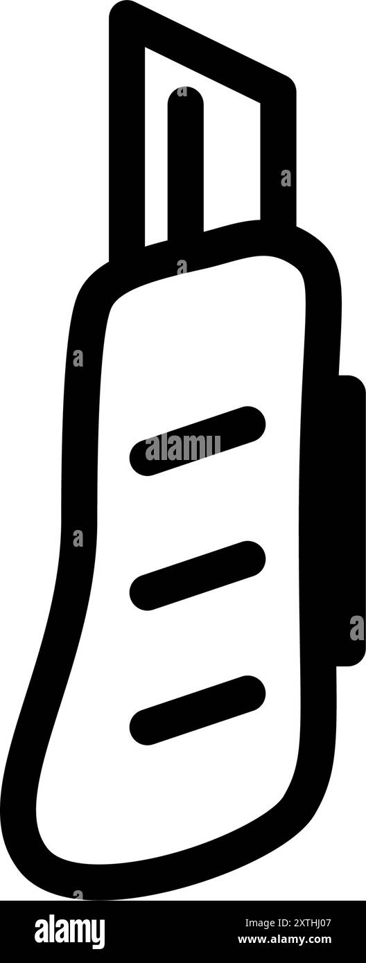 Icona dello strumento con semplice disegno lineare in bianco e nero, taglio, illustrazione vettoriale Illustrazione Vettoriale