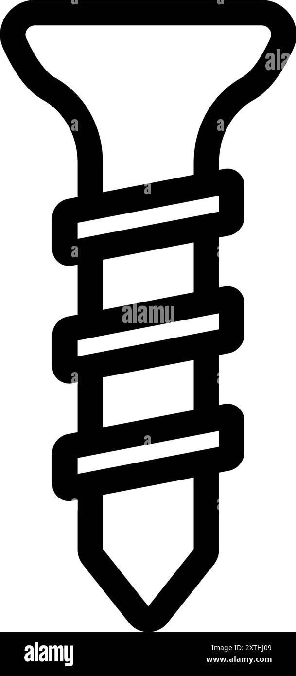 Icona dello strumento con semplice disegno lineare in bianco e nero, vite, illustrazione vettoriale Illustrazione Vettoriale
