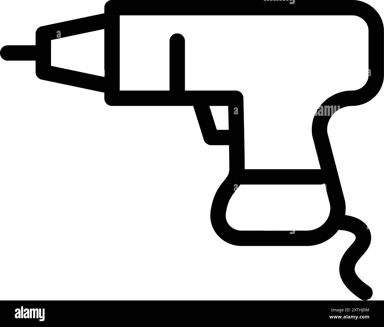Icona dello strumento con semplice disegno lineare in bianco e nero, cacciavite elettrico, illustrazione vettoriale Illustrazione Vettoriale