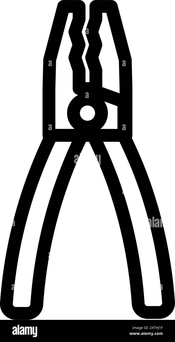 Icona dello strumento con semplice disegno lineare in bianco e nero, pinze, illustrazione vettoriale Illustrazione Vettoriale