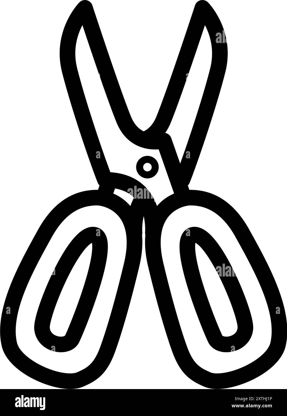 Icona dello strumento con semplice disegno lineare in bianco e nero, forbici, illustrazione vettoriale Illustrazione Vettoriale