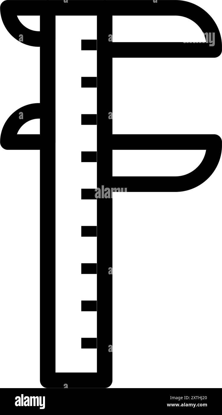 Icona dello strumento con semplice disegno lineare in bianco e nero, calibro, illustrazione vettoriale Illustrazione Vettoriale