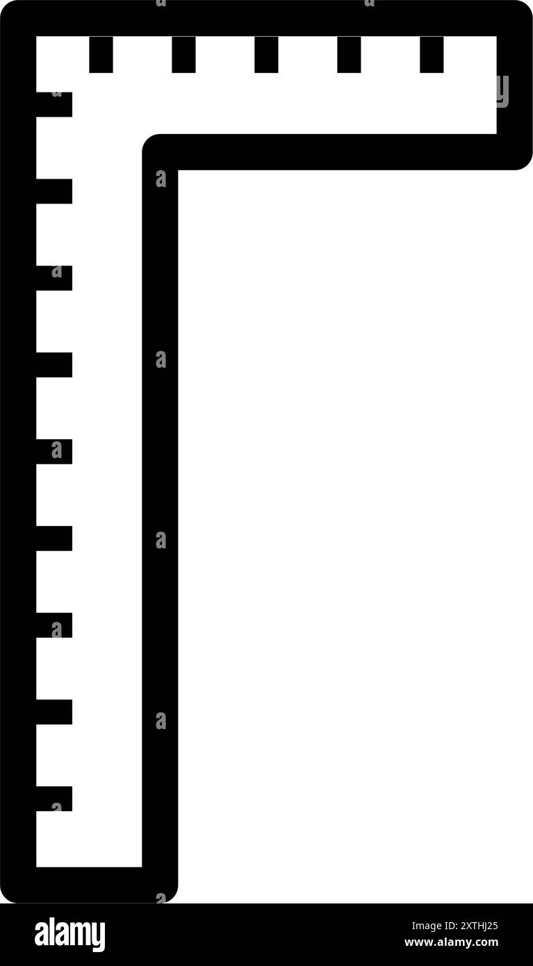 Icona dello strumento con semplice disegno lineare in bianco e nero, righello, illustrazione vettoriale Illustrazione Vettoriale