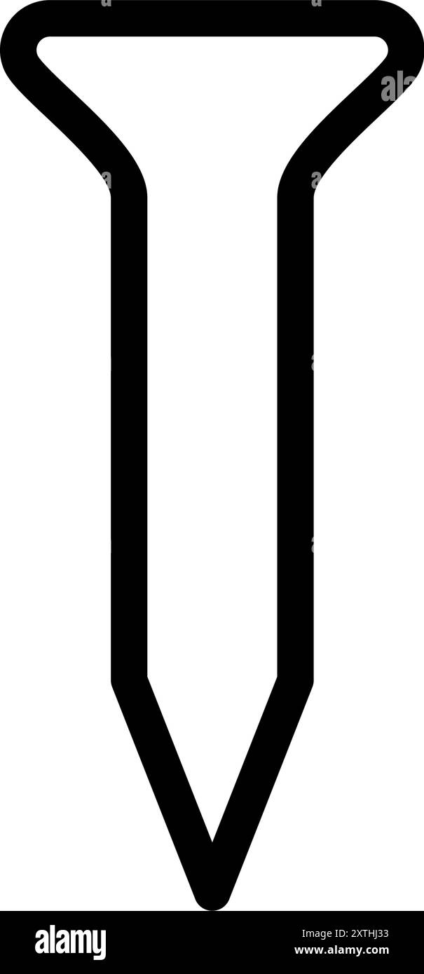 Icona dello strumento con semplice disegno lineare in bianco e nero, unghia, illustrazione vettoriale Illustrazione Vettoriale