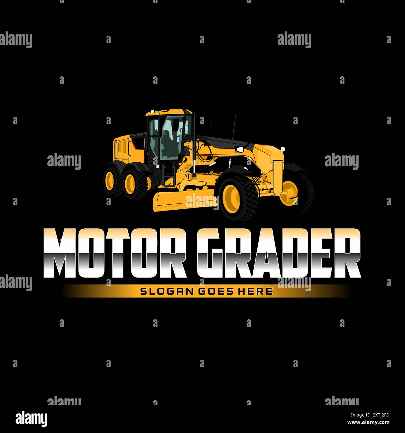 logo della macchina per la costruzione di motorgrader Illustrazione Vettoriale