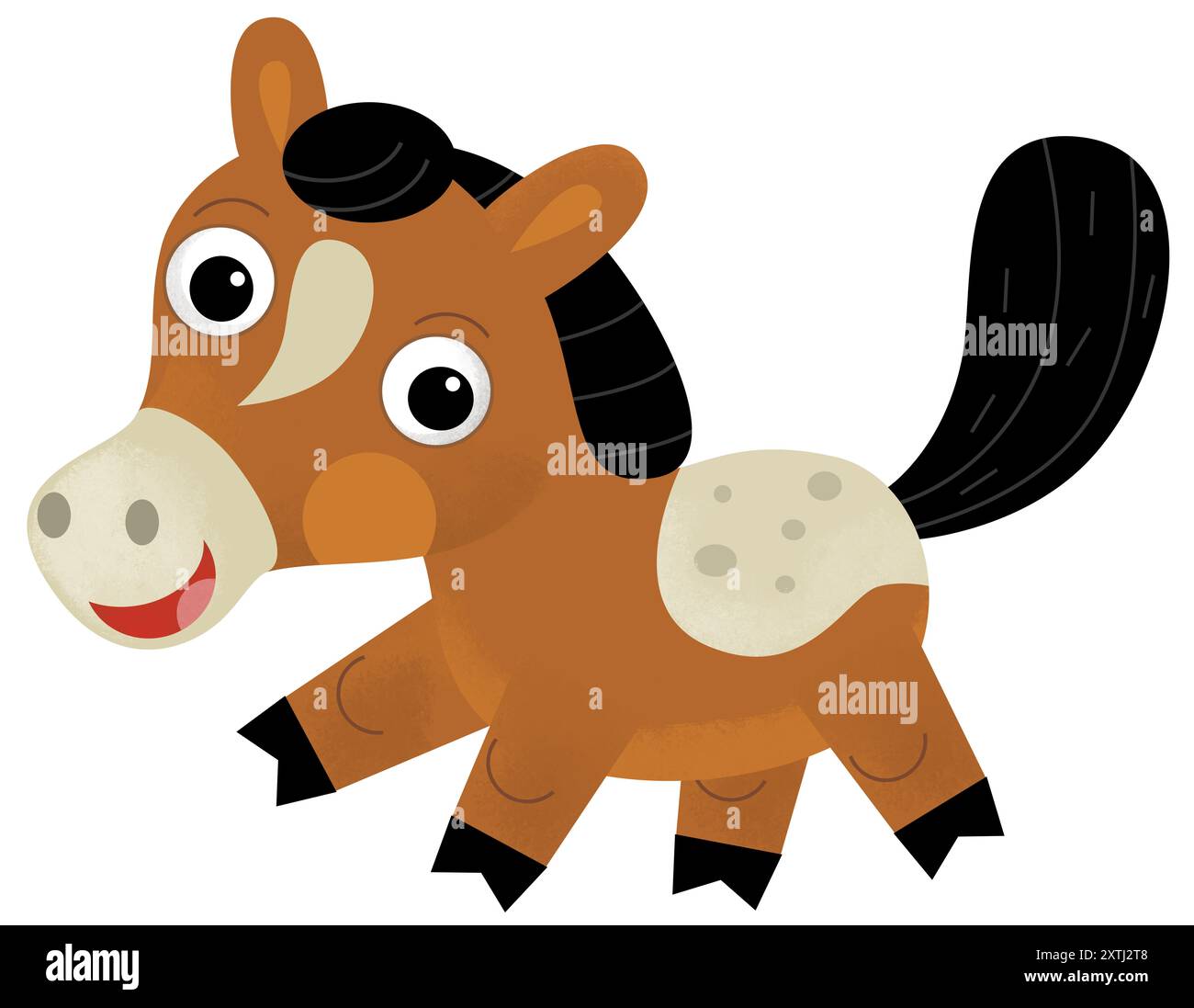Cartoon Happy Farm animale cavallo stallone pony illustrazione isolata per i bambini Foto Stock
