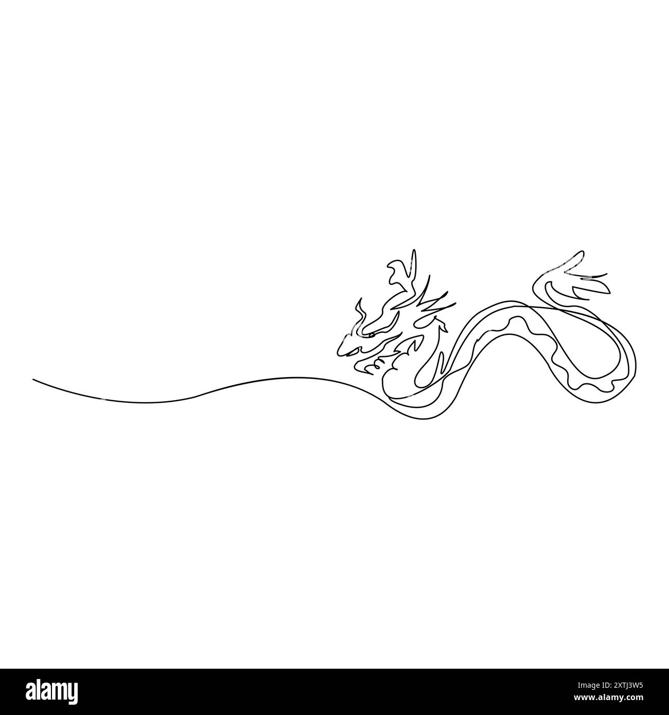 Drago di disegno continuo su una linea Illustrazione Vettoriale