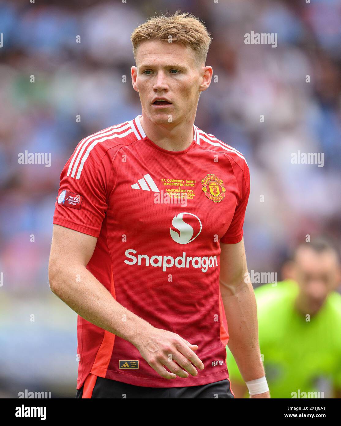 Londra, Regno Unito. 10 agosto 2024 - Manchester City contro Manchester United - Community Shield - Wembley Stadium. Scott McTominay del Manchester United in azione. Crediti immagine: Mark Pain / Alamy Live News Foto Stock