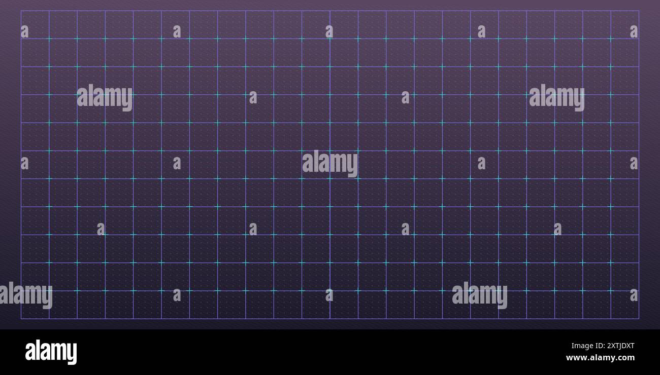 Pannello di gioco HUD GRID. Grafico con punti, linee. Display interfaccia schermo digitale, griglia elettronica per sistema utente futuristico. Modello di sfondo del visore digitale hi-tech GUI. Illustrazione vettoriale Illustrazione Vettoriale