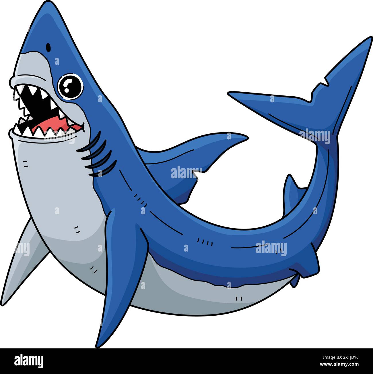 Illustrazione della Clipart colorata di uno squalo Mako Illustrazione Vettoriale