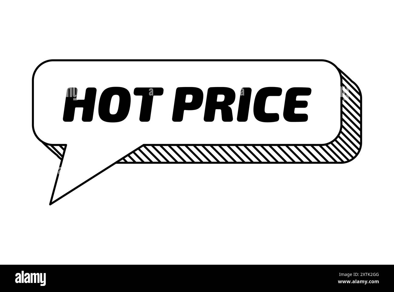 La bolla vocale di Memphis con effetto fumetto annuncia sconti, sconti e offerte irresistibili. Cloud promozionale vettoriale con design lineare vintage monocromatico e retrò per un evento di shopping a prezzi scontati Illustrazione Vettoriale