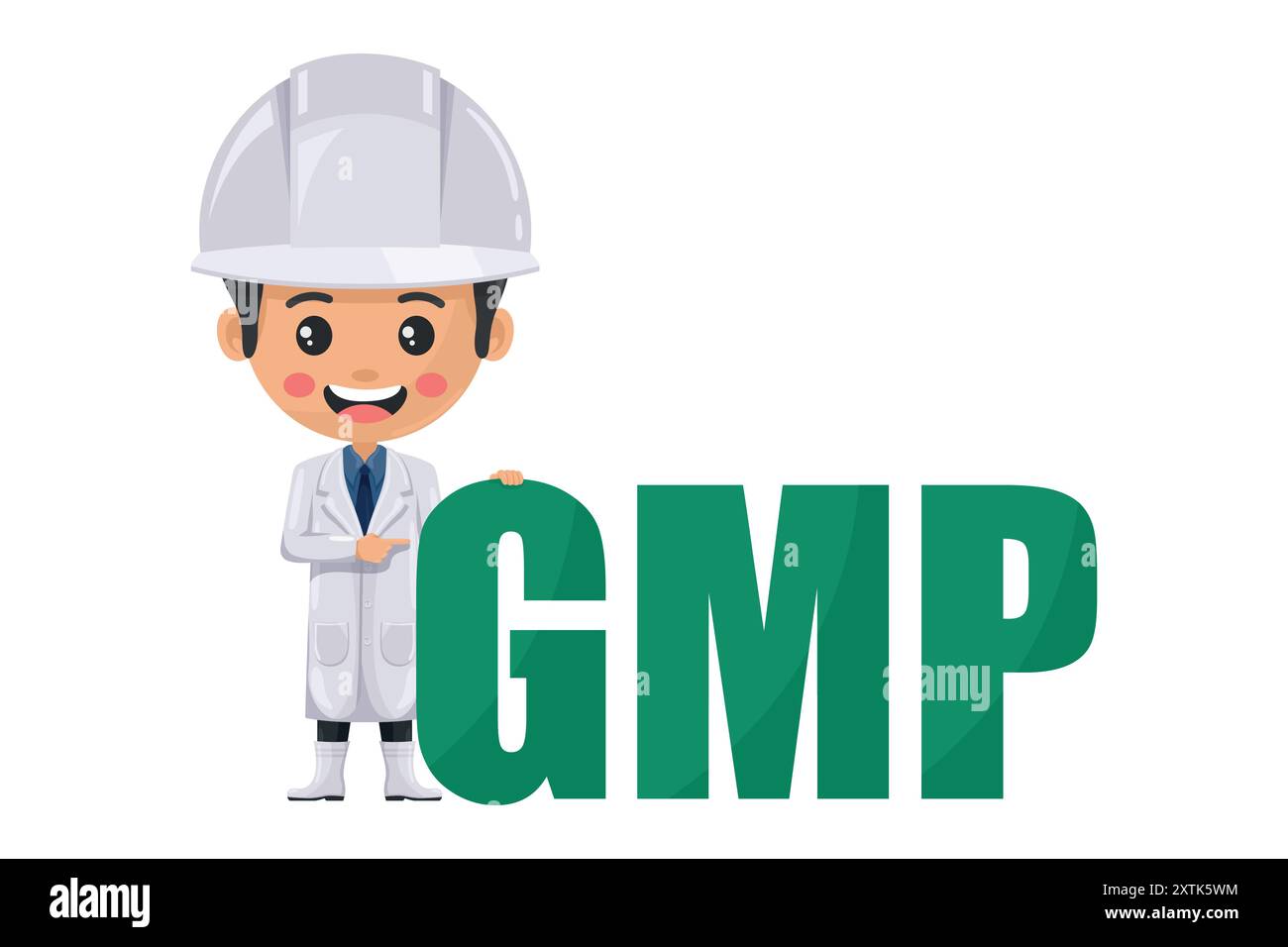 Supervisore del controllo qualità. GMP. Buone pratiche di produzione. Implementare sistemi per identificare e gestire i rischi nell'industria alimentare. L'industria alimentare engi Illustrazione Vettoriale