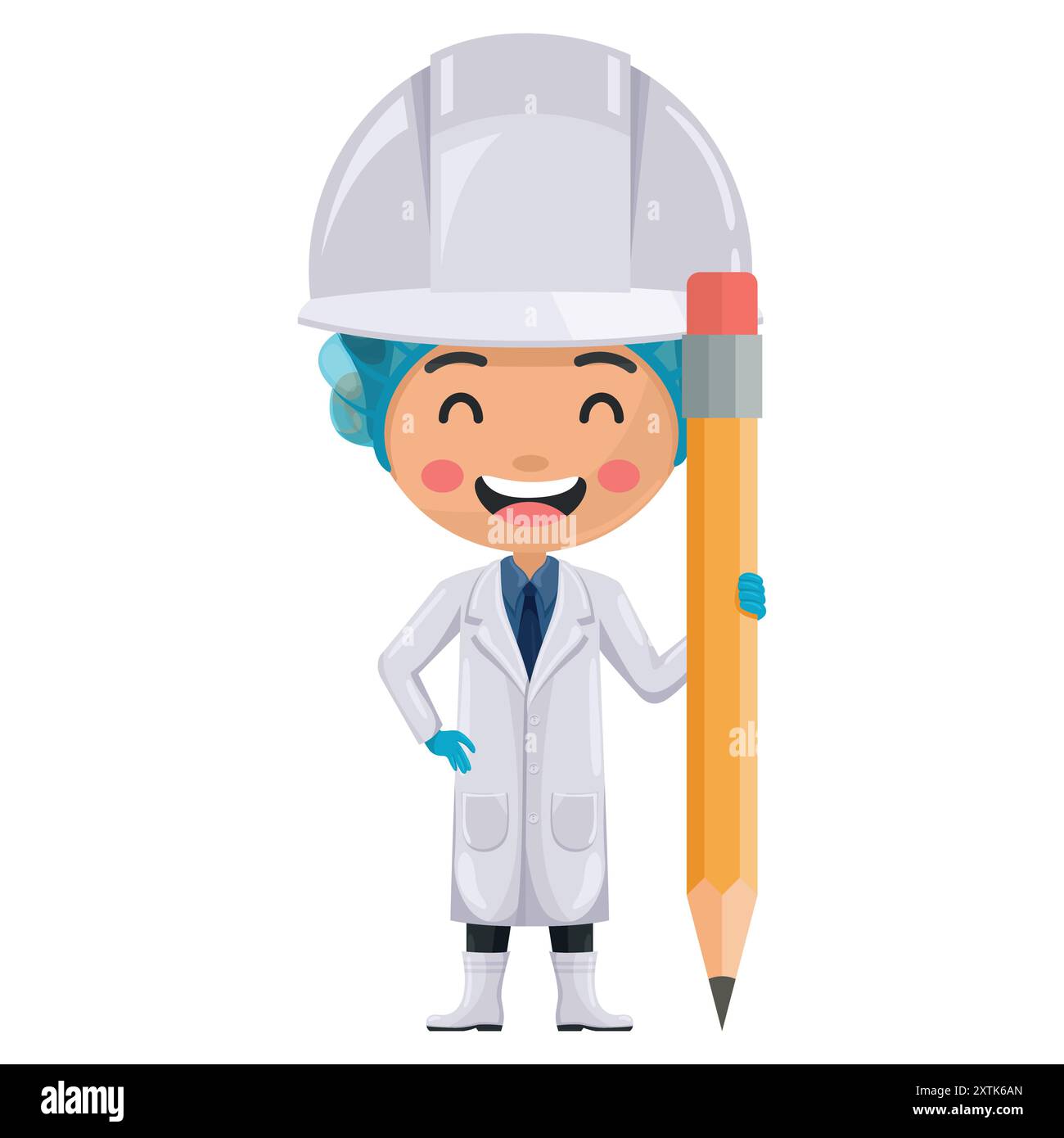 Supervisore del controllo qualità con una matita che simboleggia l'importanza della progettazione, della pianificazione e della documentazione nell'industria alimentare. L'industria alimentare engi Illustrazione Vettoriale