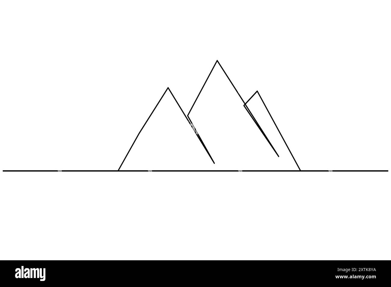 Disegno di una linea continua di montagna dell'icona vettoriale del contorno isolato Illustrazione Vettoriale