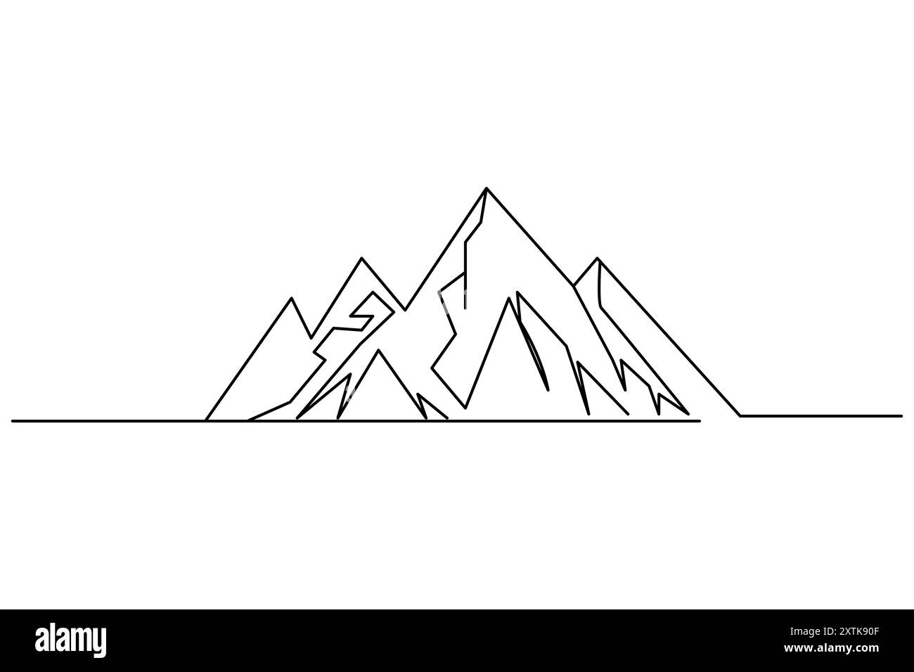 Disegno di una linea continua di montagna dell'icona vettoriale del contorno isolato Illustrazione Vettoriale