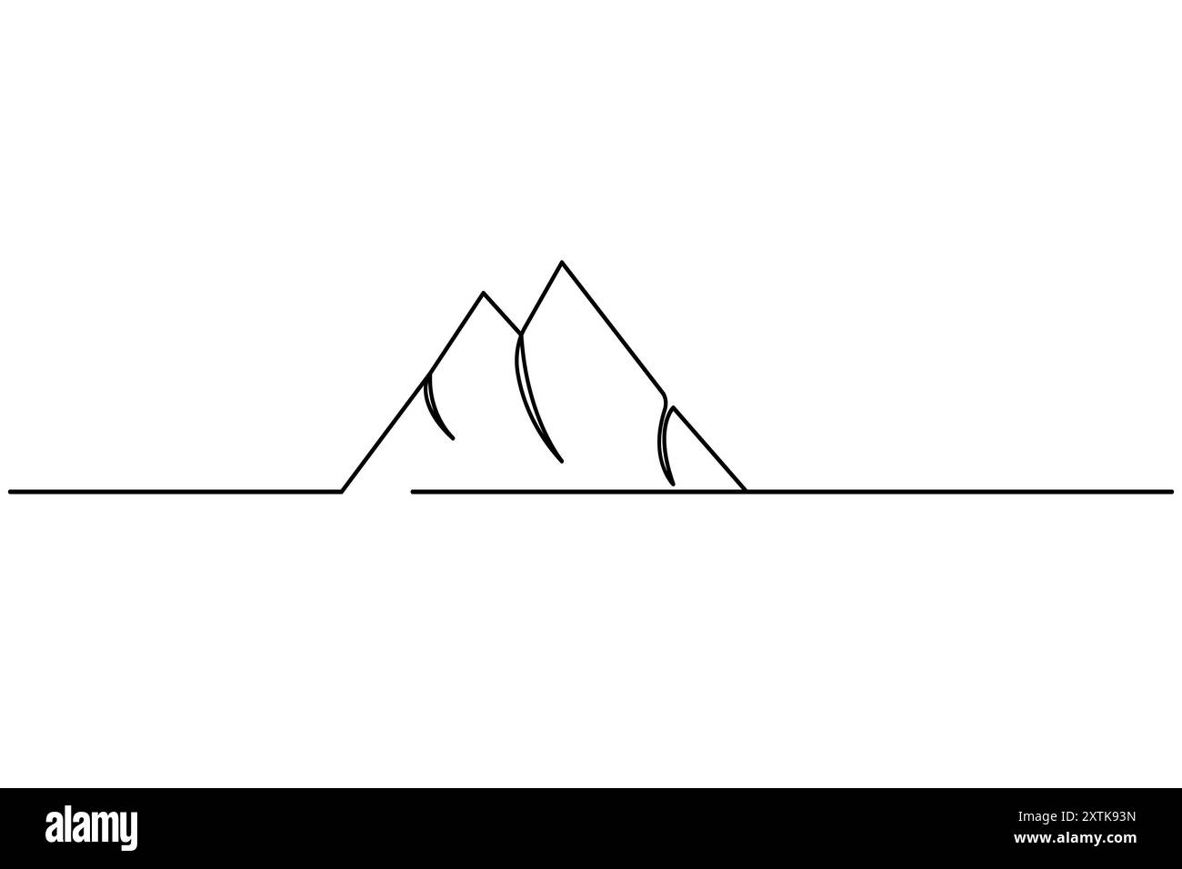 Disegno di una linea continua di montagna dell'icona vettoriale del contorno isolato Illustrazione Vettoriale
