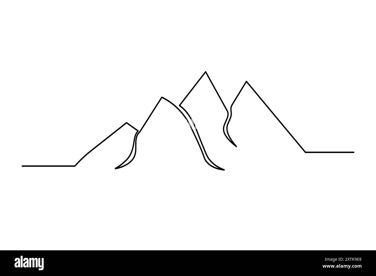 Disegno di una linea continua di montagna dell'icona vettoriale del contorno isolato Illustrazione Vettoriale