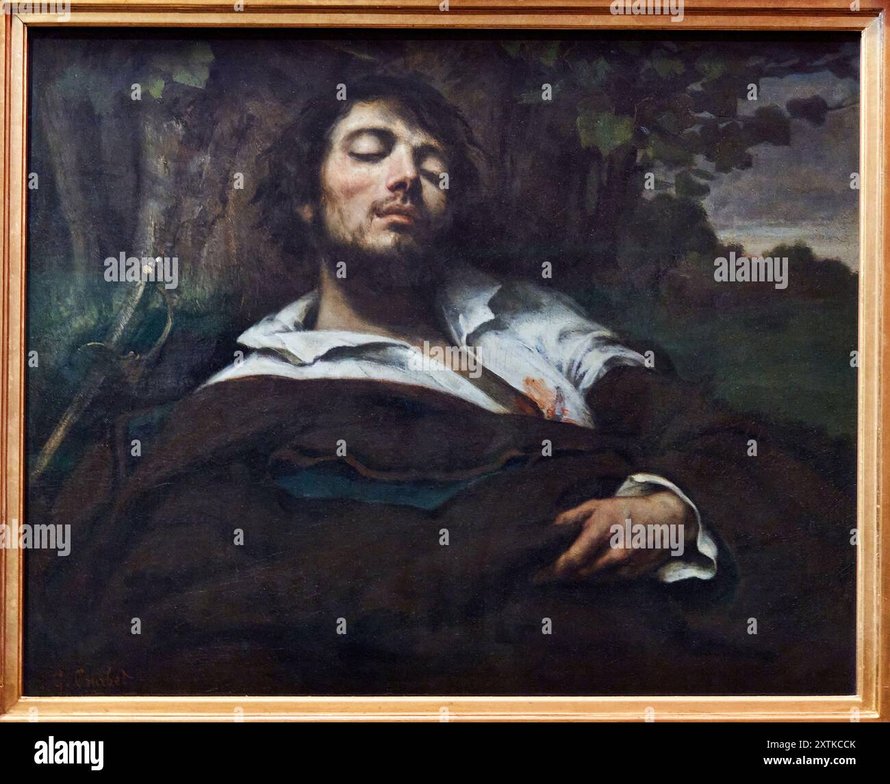 Gustave Courbet (Ornans 1819 - la Tour-de-Peilz, Suisse 1877), l'Homme blessé, dit aussi Portrait de l'Artiste, 1844-1854, Musée d'Orsay, Parigi, Franco Foto Stock