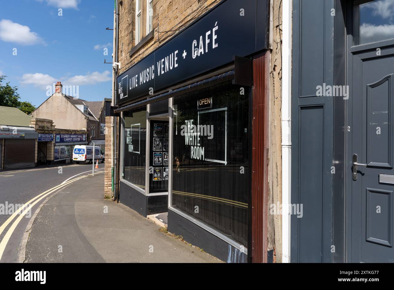 Stanley. Contea di Durham, Regno Unito. Il locale per la musica White Room in città. Foto Stock