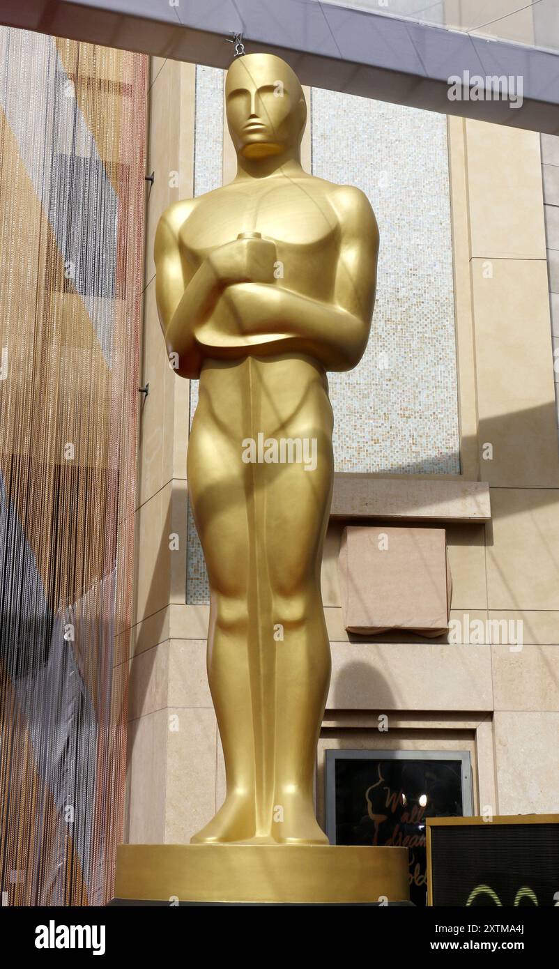 Statua di Oscar al 88th annuale di Academy Awards tenutosi presso il Loews Hotel Hollywood a Hollywood, Stati Uniti d'America il 28 febbraio 2016. Foto Stock