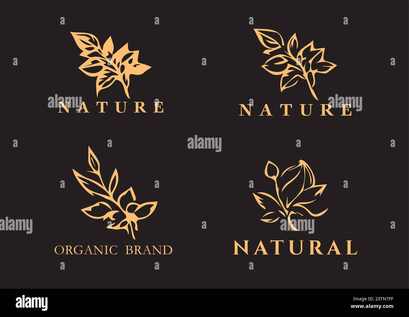 Set di loghi floreali dorati Premium per marchi Illustrazione Vettoriale
