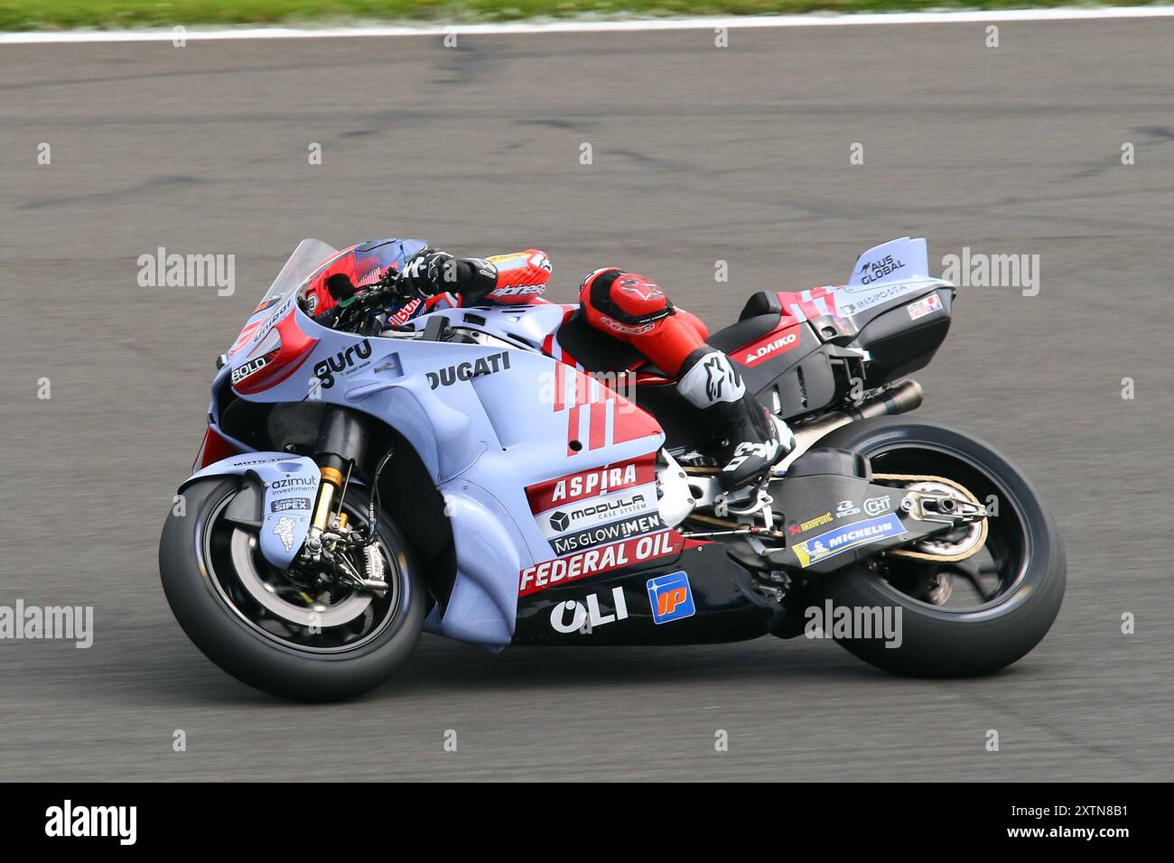 Marc Marquez - Gresini Racing - pilota numero 93 su una Ducati al Gran Premio di MotoGP 2024 a Silverstone nell'agosto 2024 Foto Stock