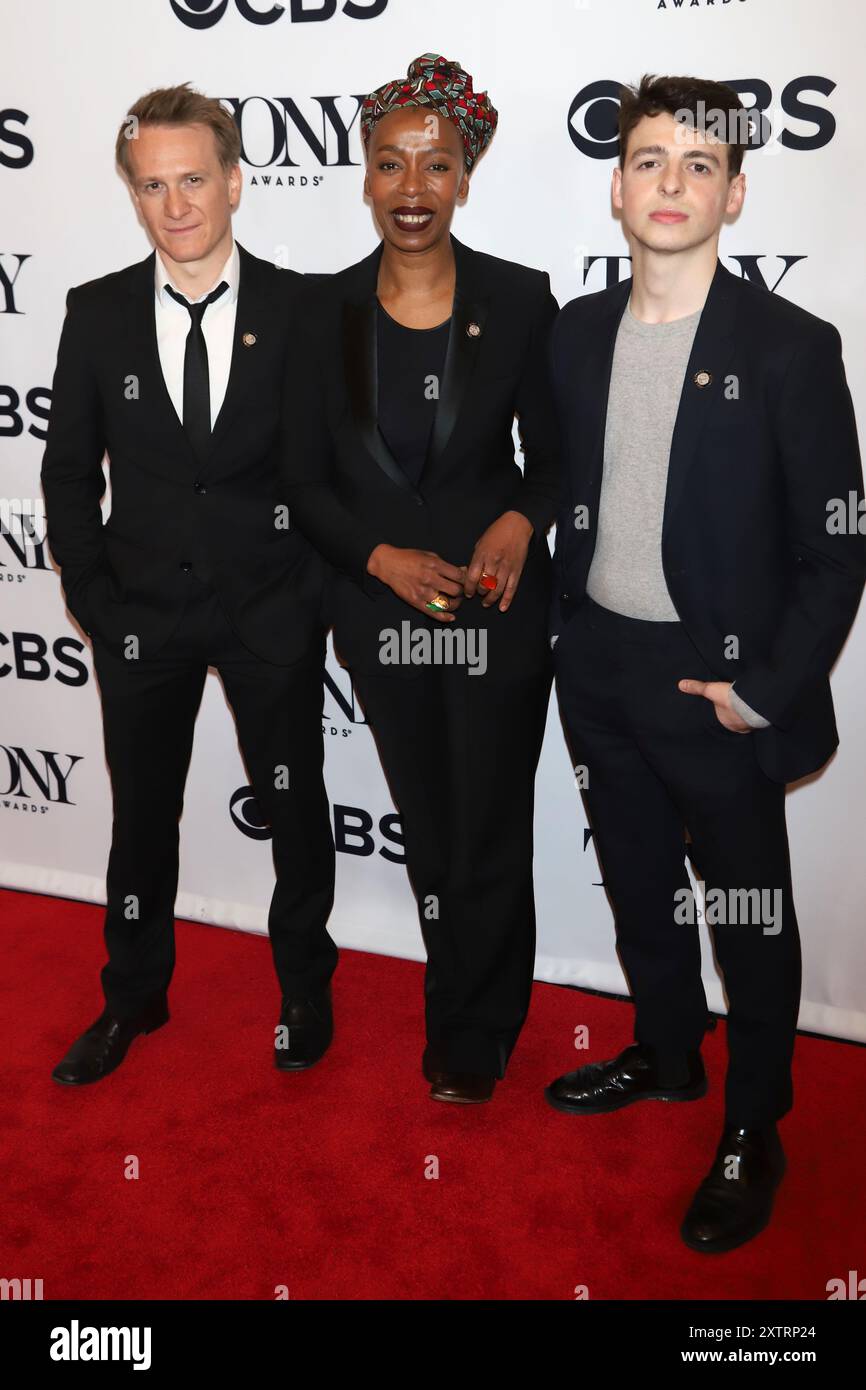 Jamie Parker, Noma Dumezweni e Anthony Boyle partecipano al Tony Awards Meet the Nominees press junket a New York. Foto Stock