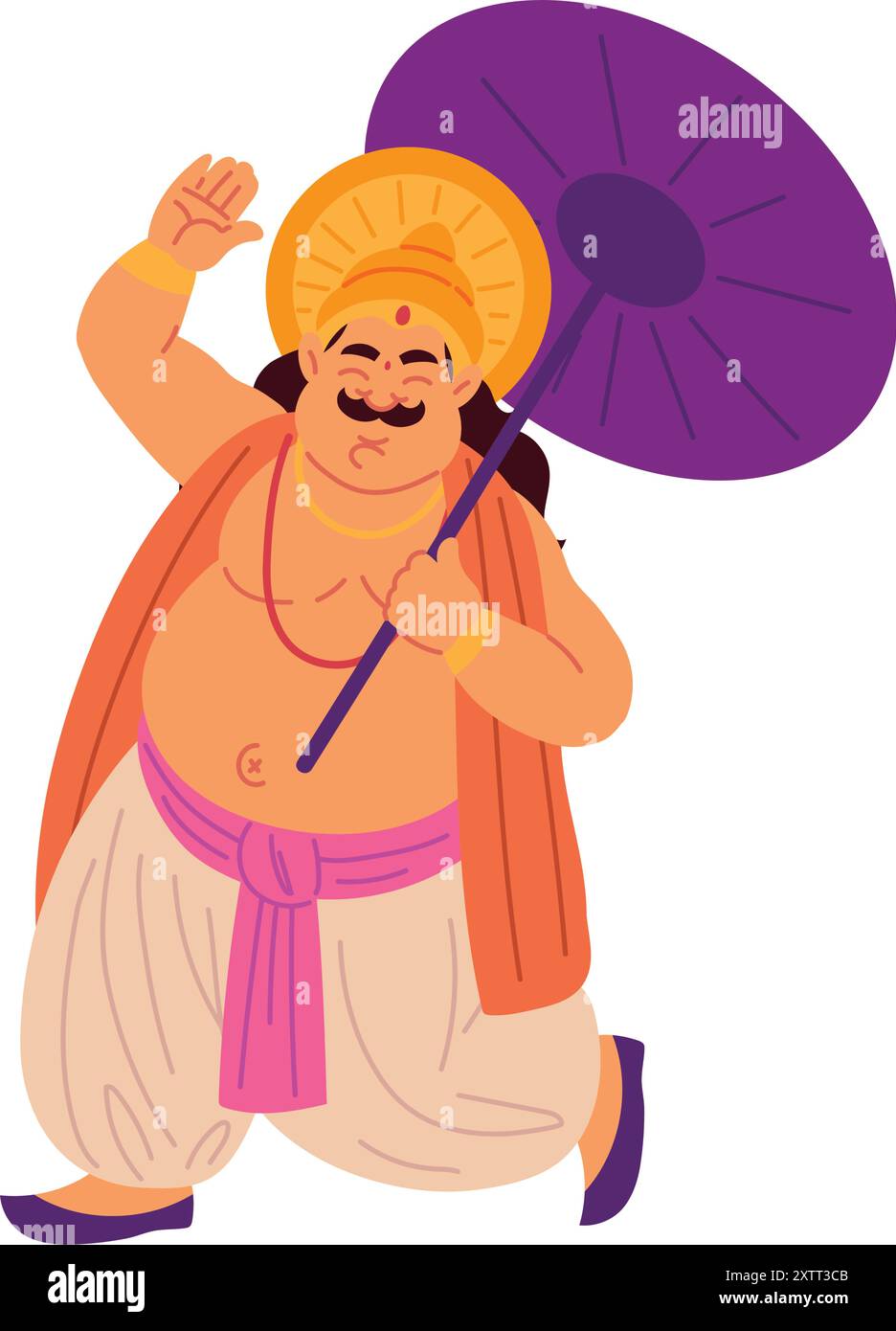 divertente mahabali augurando a tutti un onam felice Illustrazione Vettoriale