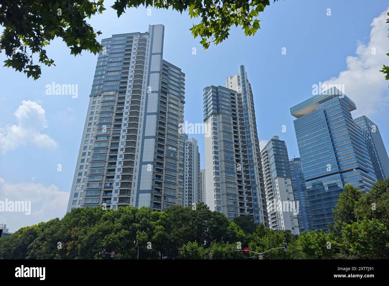 SHANGHAI, CINA - 16 AGOSTO 2024 - edifici alti sono visibili in via Lujiazui nel quartiere Pudong di Shanghai, Cina, 16 agosto 2024. Foto Stock