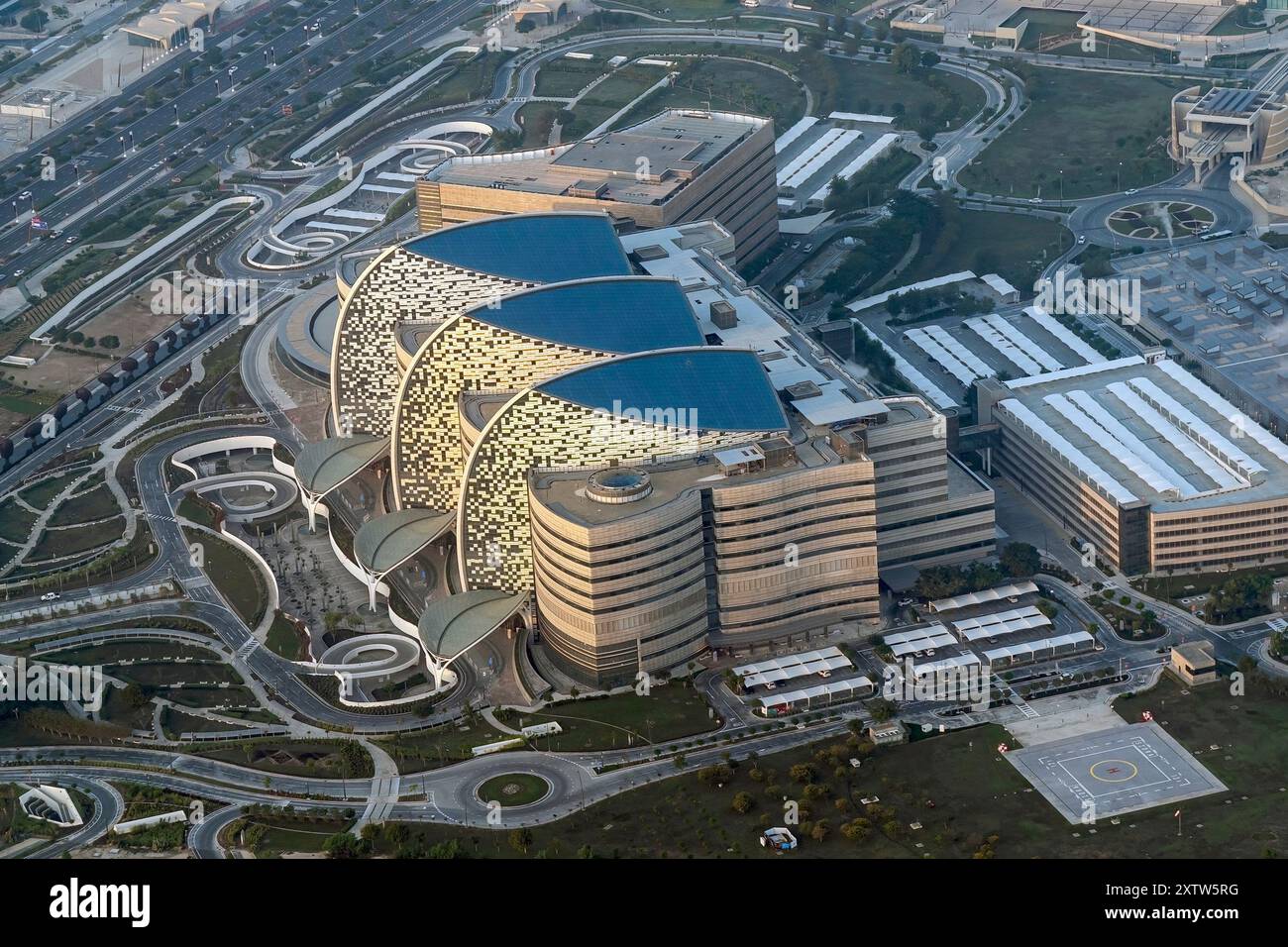 Vista aerea dell'esterno del Sidra Medical and Research Center presso Education City in Qatar Foundation Doha Foto Stock