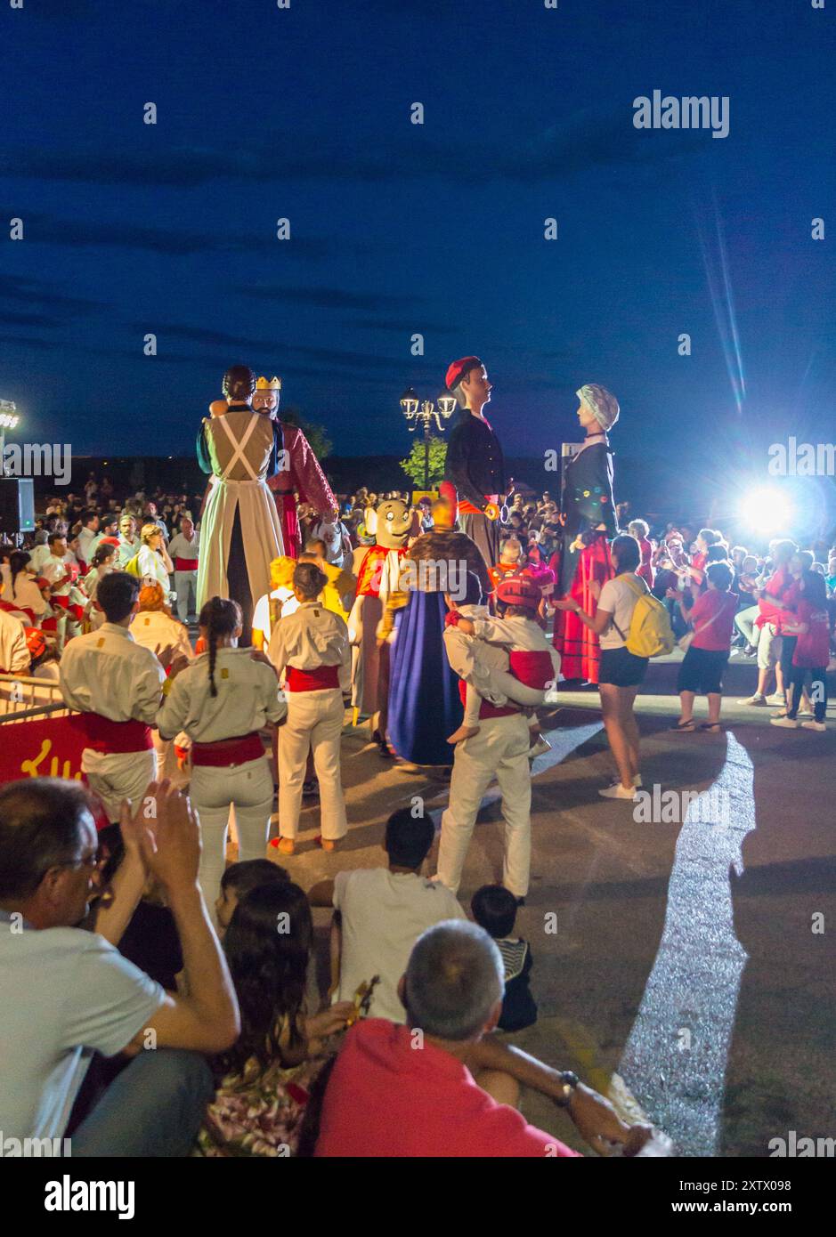 Gegants, effigie giganti tradizionali, festival musicale Total Festum, Elne, Pyrénées Orientales, Occitanie, Francia Foto Stock