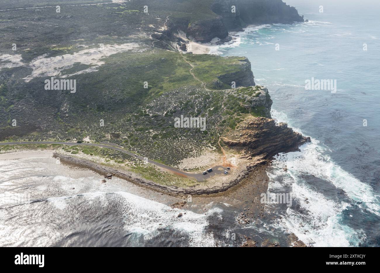 Cape of Good Hope, vista aerea del Sudafrica scattata da un elicottero Foto Stock