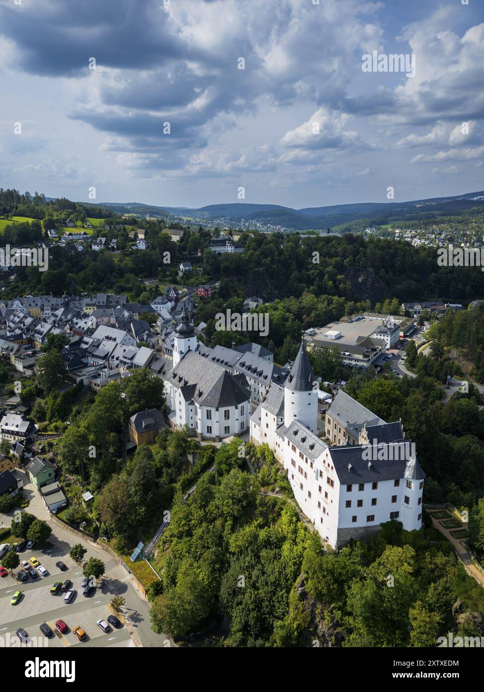 Schwarzenberg/Erzgeb. È una grande città distrettuale nel distretto di Erzgebirge in Sassonia. Costruito nel XII secolo come fortificazione per proteggere un commercio r Foto Stock