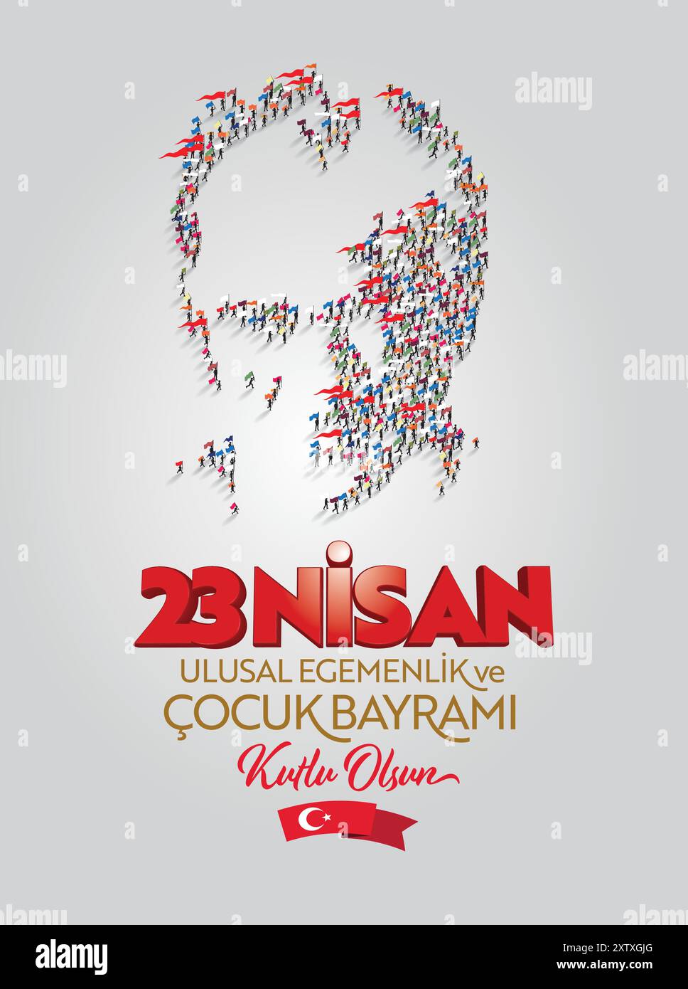 23 Nisan Ulusal Egemenlik ve Cocuk Bayrami Kutlu Olsun (traduzione: Buon 23 aprile sovranità nazionale e giornata dei bambini) Illustrazione Vettoriale
