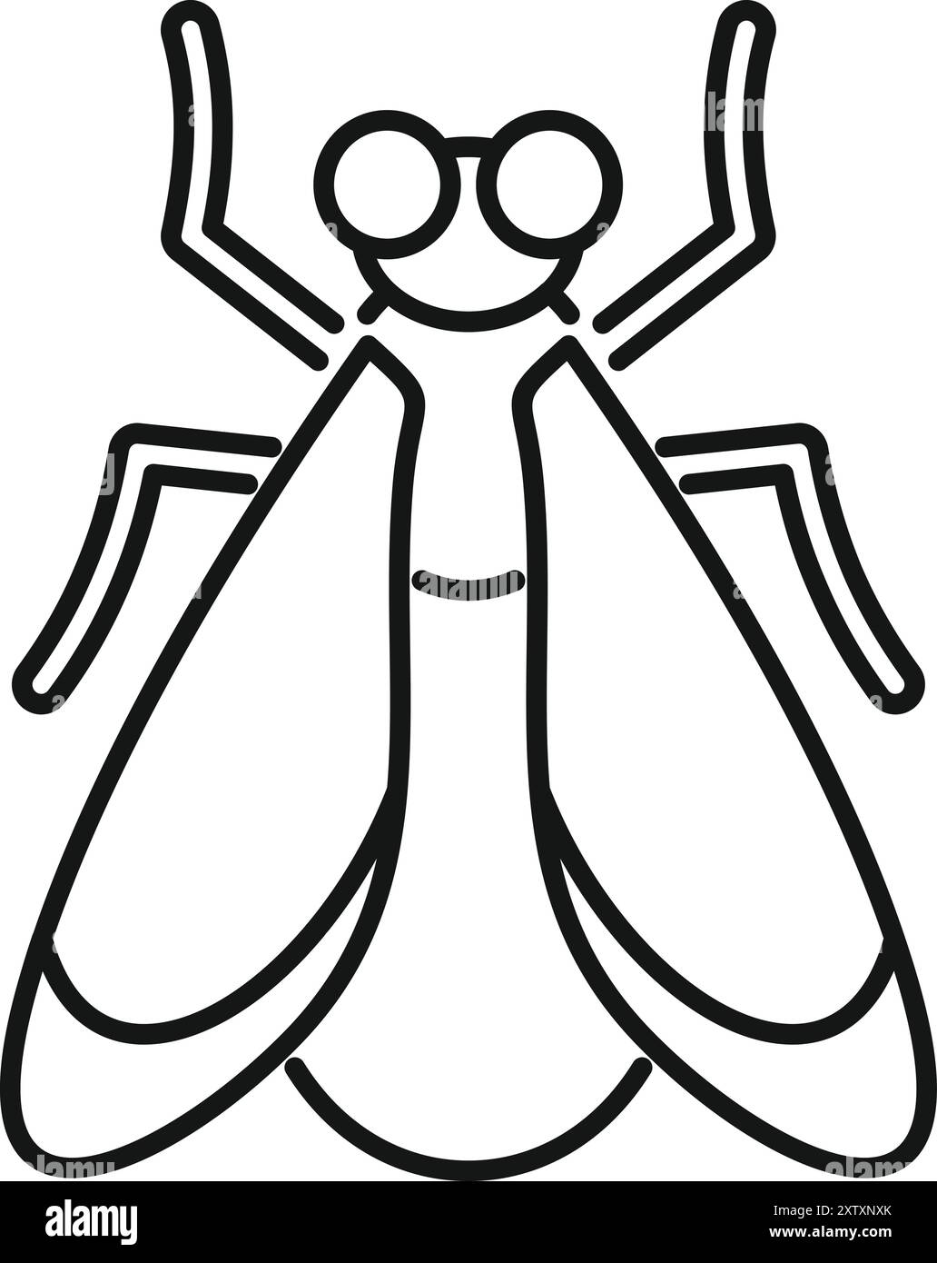 Semplice icona di linea di una mosca con grandi occhi e ali spalmate Illustrazione Vettoriale