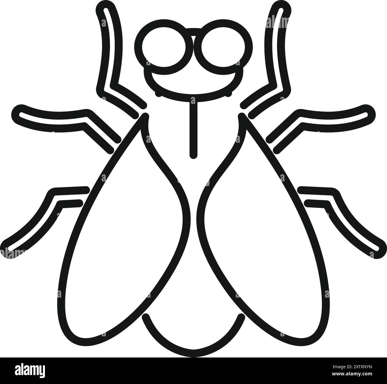 Semplice icona di una mosca con ali e grandi occhi Illustrazione Vettoriale